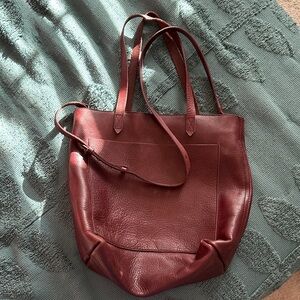 Madewell zip top transport tote burgundy leather bag